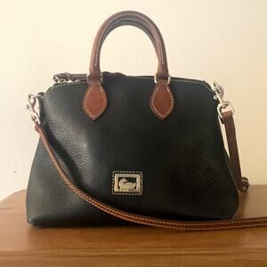 Dooney & Bourke Crossbody Satchel Womens Black Brown Leather Handbag  Purse